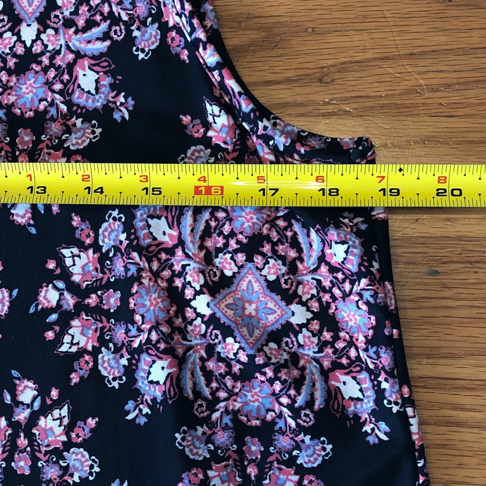 AB Studio Black Tank with Pink Medallion Floral Print - Picture 5 of 8